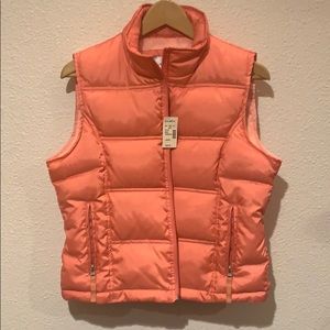 NWT Puffy Vest L orange peach coral puffer